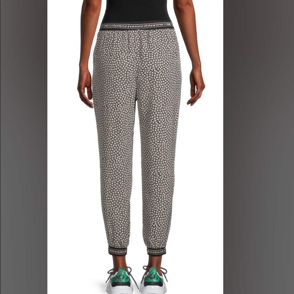 Brand New Max Studio Joggers: Black and White Geo-Print Joggers